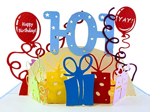 iGifts And Cards 101st Special Happy Birthday 3D Pop-Up Card 4.75" x 7" | Colorful Gifts and Balloons, Festive Milestone Celebration, Senior, Parent, Grandparent, Heartfelt Greeting, Fun Paper Art