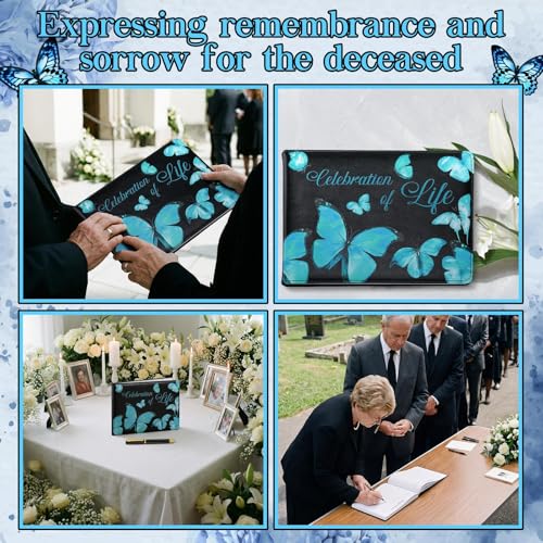 Yingzhao Memorial Funeral Guest Book with Pen 144 Pages Cardinal Funeral Guest Sign in Book for Memorial Service Celebration of Life Party Supplies in Loving Memory (Butterfly) - style: Butterfly