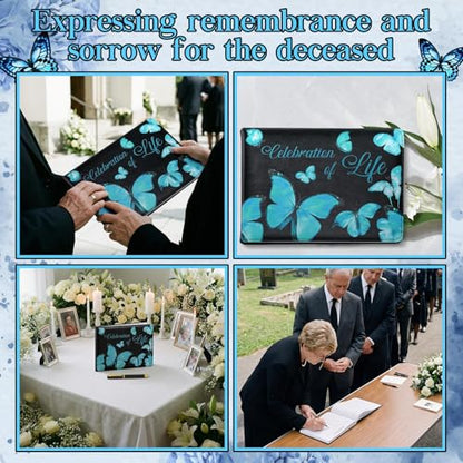 Yingzhao Memorial Funeral Guest Book with Pen 144 Pages Cardinal Funeral Guest Sign in Book for Memorial Service Celebration of Life Party Supplies in Loving Memory (Butterfly) - style: Butterfly