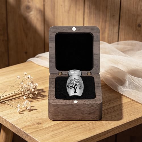 Customize Wooden Small Urn for Human Ashes Keepsake Memorial Box - style: Silver-Customize