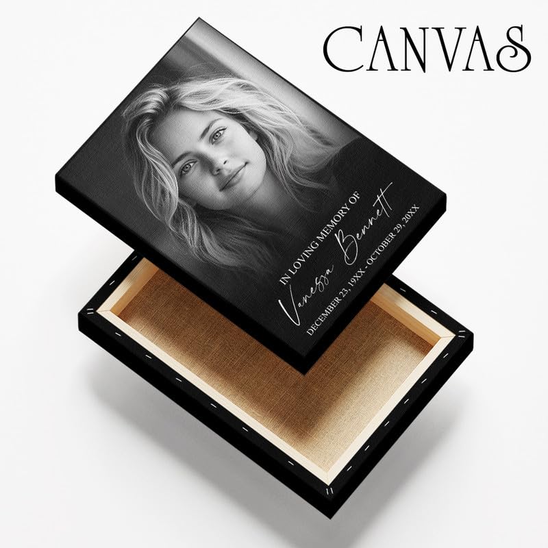 Celebrating the Life Memorial Sign Personalized - Funeral Welcome Sign, Celebration of Life Poster with Picture, Funeral Photo Display Board, In Loving Memory, Forever In Our Hearts Canvas #19 - color: Version #19