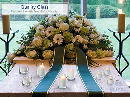 Royal Imports Hanging Oyster Glass Votive Candle Holders 2" Tall, Set of 6 | Heavyweight Tealight Candle Holder Centerpieces for Tables Glass Votive Holders Weddings, Parties, Home & Event Decorations