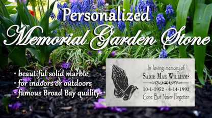 Personalized Prayer Hands Memorial Stone – Custom Marble Sympathy Plaque – In Loving Memory Bereavement Gift - color: Prayer Hands