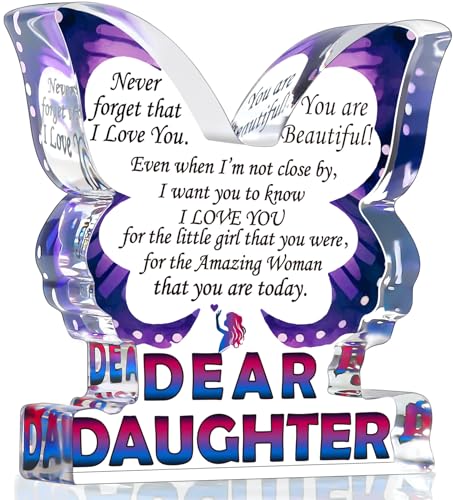 Daughter Birthday Gifts from Mom Dad, Gifts for Daughter, Unique Gifts for Bonus Step Daughter in Law, Inspirational Gifts I Love You Daughter Adult, Butterfly Acrylic Decorative Signs Plaques - style: Daughter