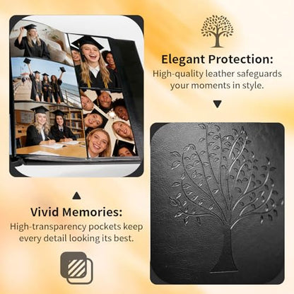 Photo Album 4x6 600 Pockets Photos, Large Capacity Leather Cover Photo Book | Slip-In Horizontal & Vertical Pockets Acid-Free Waterproof Picture Albums Great for Family Baby Wedding Holiday & Anniversary - color: Black
