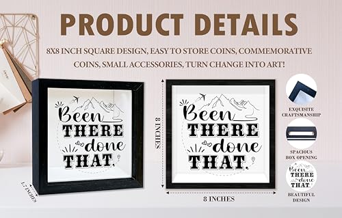 Black Travel Shadow Box Frame with Slot, Been There Done That Boxes Frames for Fund, 8x8 Memory Box for Keepsakes, Travel Gifts and Decorations, 01 - size: been there done that