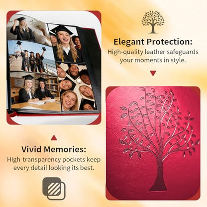 Photo Album 4x6 600 Slip-in Pockets, PU Leather Large Capacity Photo Book | Holds Horizontal & Vertical Photos Acid-Free for Mom Grandma Baby Shower Wedding Anniversary Christmas - color: Red