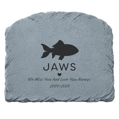 Let's Make Memories Personalized Memorial Garden Stone - Pet Silhouette - in Loving Memory - Fish - color: Fish - Silhouette
