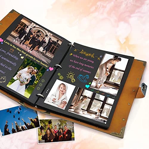 ZEEYUAN Leather Scrapbook Album 60 Pages Love Memory Photo Album 8.5x11 inch, Travelling Journal Scrap Book Family Scrapbook Scrapbooking Supplies Kits Gift for Couples Anniversary Wedding - color: Grayish-blue