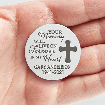 Personalization Universe Your Memory Lives Forever Memorial Personalized Cross Pocket Token