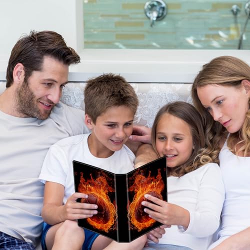 Photo Album 4x6 Photos - 60 Photos Capacity PU Leather Cover Photo Album with Strong Elastic Band, Portable Picture Album for Family Wedding Wedding Anniversary, Burning Basketball - color: Burning Basketball