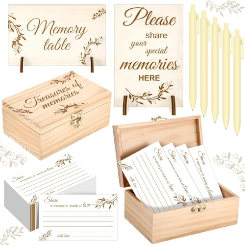 Share a Memory Cards Wooden Box for Celebration of Life Decoration - style: Classic Light Beige Set