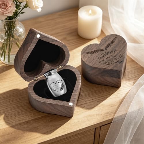 Customize Wooden Small Urn for Human Ashes Keepsake Memorial Box - style: Heart-Customize