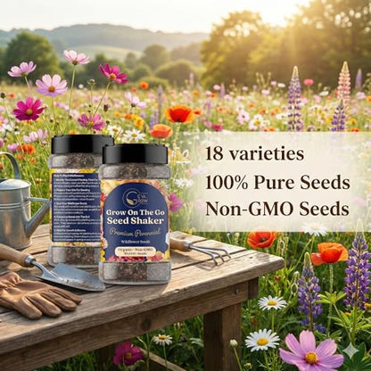 Wildflower Seed s – Perennial Flower Seeds Mix to Plant Anywhere, by Geva Grow | 12-Type Beautiful Perennial Wildflower Seeds Bulk 90,000+ Seeds, 2 Ounce, No Messy Packets - size: 2oz Shaker, style: Premium Perennial Mix