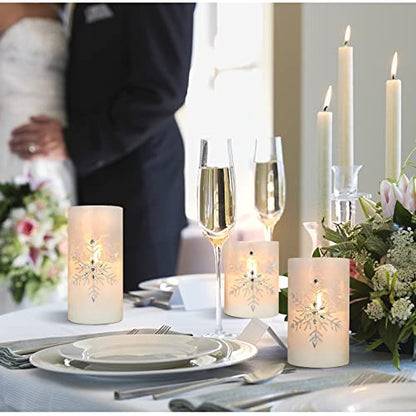 Crystal Club Christmas Flameless Candles, Battery Powered LED Candles - style: Snowflake Design