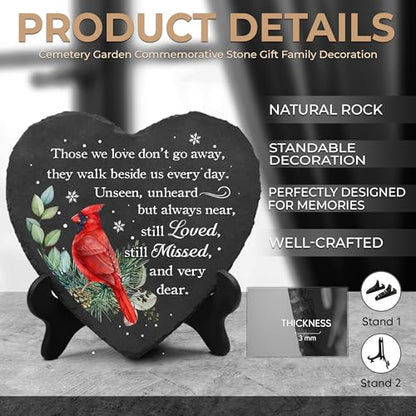Cardinal Heart Shape Memorial Garden Stone, Sympathy Gift Those We Love Don't Go Away, Loving Memory Stepping Stones Outdoor, Memorial Gifts Loss of Loved One on Christmas