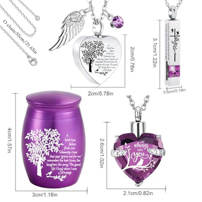 Cremation Urn Necklace for Ashes Set of 6- Small Cremation Urns for Human/Pet Ashes Keepsake Sharing Urns Memorial Ashes Holder-A Limb has Fallen from The Family Tree (6Pcs-Silver Customized) - color: 6pcs-silver Customized