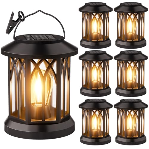 6-Pack Solar Lanterns Outdoor Waterproof: Hanging Lantern Decorative Accent - size: 6 Pack
