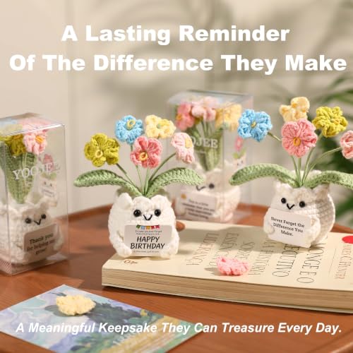 Forget-Me-Not Crochet Flower Potted Plant Gift - color: E-never Forget the Difference You Make
