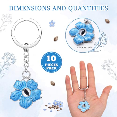 Sureio 10 Pcs Forget Me Not Seeds Keychains Gift for Funeral Wedding