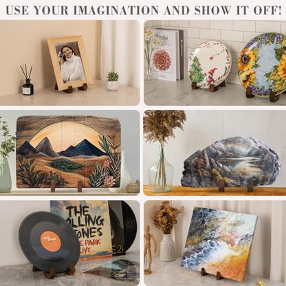 ANBOXIT Plate Display Stand, 4 Inch Plate Holder for Displaying | Decorative Plate Stand for Picture Frame Dish Photo Plaque Platter Wood Stand
