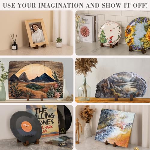 ANBOXIT Plate Display Stand, 6 Inch Plate Holder for Displaying | Decorative Plate Stand for Picture Frame Dish Photo Plaque Platter Wood Stand