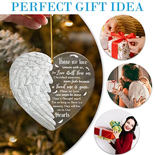 Memorial Angel Ornaments - Acrylic Angel Wings for Christmas Tree, Condolences & Bereavement Gift