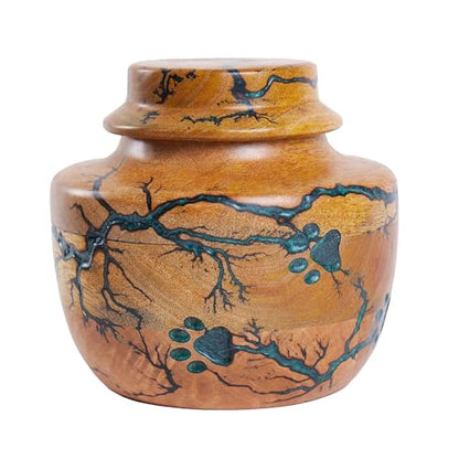 Personalized Cremation Urn for Human or Pet Ashes Adult, Male or Female – Wooden Funeral Urn with Green Resin, Hand-Carved Large Burial Urns, Memorial Urns for Pet Ashes, Urns Box for Men or Women