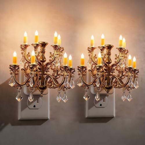 JandCase Night Lights Plug Into Wall,2 Pack Dimmable Night Light - color: Chandelier-3000K, size: 2 Pack