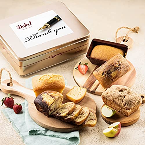 Dulcet Gift Baskets Thank You Gift Basket Tea Loaf Assortment with Fresh Baked Marble, Apple cinnamon & Pumpkin Cake Delightful Flavors for Holidays, Birthday, Sympathy, Get Well, & Family or Office Gatherings for Men & Women - color: Thank You