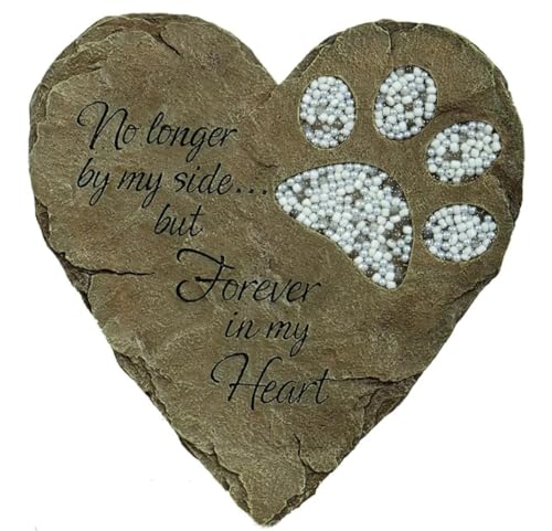 Carson Heart-Shaped Pet Memorial Garden Stone – Forever in My Heart - color: White