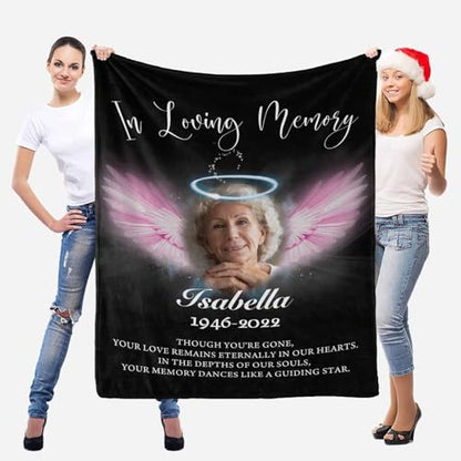 LOSARON Personalized Memorial Blanket with Photos & Name,A Letter from Heanven Sympathy Blanket,Loss of Dad Mom Husband Wife Friend - color: 1 Photo-1