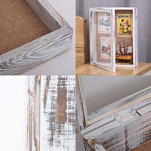 16x20 Extra Large 4-Inch Deep Wood Shadow Box Frame, Distressed White - color: Distressed White, size: 16x20