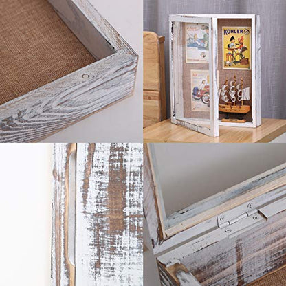16x20 Extra Large 4-Inch Deep Wood Shadow Box Frame, Distressed White - color: Distressed White, size: 16x20