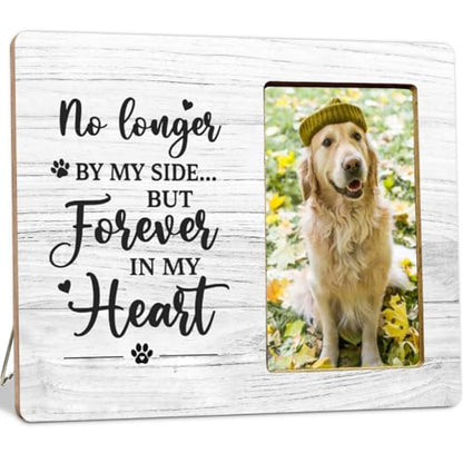 Dog Memorial Gifts Wooden Picture Frame, Loss of Dog Gifts Picture Frames, No longer by My Side Forever in My Heart - color: Paw