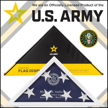 Personalized Flag Display Case for 5' x 9.5' Flag – All Military Branches Available, Veteran Memorial Display Case with Glass Front - White - size: White