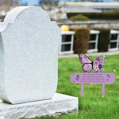 Rngmsi Metal Purple Butterfly Memorial Garden Grave Stake Loss Loved One | Metal Purple Butterfly Memorial, Loss Loved One, Cemetery Yard - style: Butterfly
