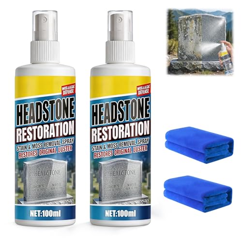 Headstone Restoration And Cleaning Spray, Headstone Cleaner For Graves, Stone Cleaner Gravestone Cleaning Kit(2Pcs)