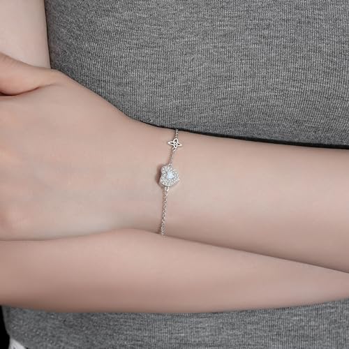 ZOEXUE Infinity/Tree of Life/Rose/Angel Wings/Heart Urn Bracelet for Ashes 925 Sterling Silver Cremation Bracelet for Ashes Keepsake Ashes Urns Jewelry Women Loved Ones - style: heart opal urn bracelet
