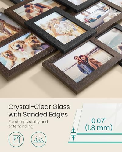 SONGMICS 12-Pack 4 x 6 Collage Picture Frames with Glass Front - color: Maroon Brown + Heather Greige + Ash Black, size: 12 Pack