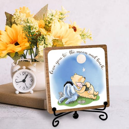 Winnie Inspirational Friendship Keepsake, Positive Desk Table Decor, 5″x 5″ | Meaningful Gifts for Women, Men, Friends, Family, Encouraging Decorations for Office Desks, Cubicles, Shelves - style: Love you to the moon and back