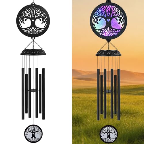 FSVGYY Memorial Wind Chime Solar LED Tree of Life Sympathy Gift - color: Tree of Life