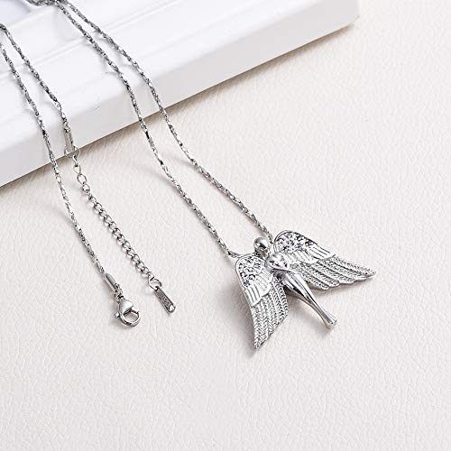 Imrsanl Cremation Jewelry Keepsake Angel Wings Urn Necklace for Ashes - color: Purple