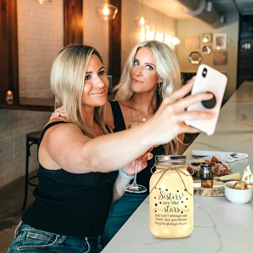 Birthday Gifts for Sister from Sisters - 30 oz Large Mason Jar Night Light | Meaningful Sister Gifts, Unique Sisters Birthday Gift for Women, Christmas Sister Gift from Brother - color: sister