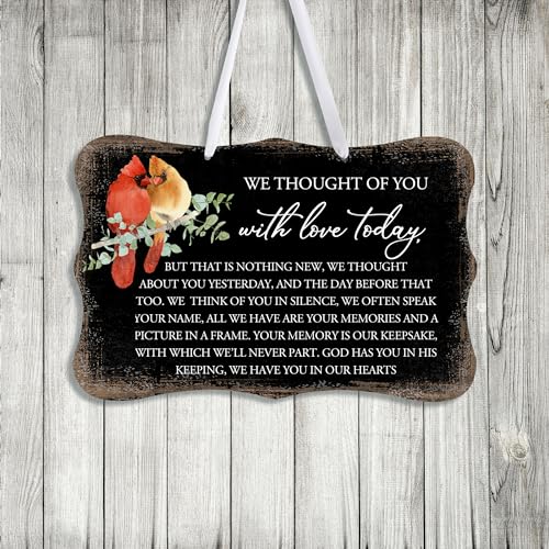 LifeSong Milestones Memorial Wall Hanging Signs Bereavement Keepsake Condolence Funeral Gift For Loss of Loved One 8x12 (We Thought Of You With (Black)) - color: We Thought Of You With (Black)