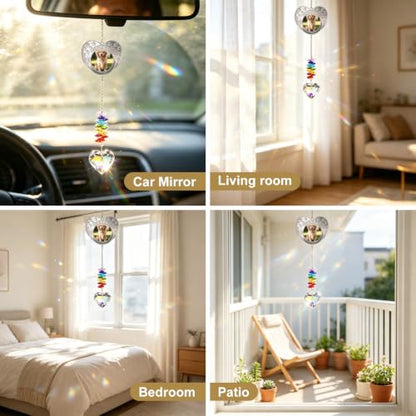 Dog Memorial Gifts for Loss of Dog Pet Memorial Suncatcher | Loss of Dog Sympathy Gift,Rainbow Bridge Dogs and Cats Bereavement Remembrance Gifts,with Heart Photo Frame