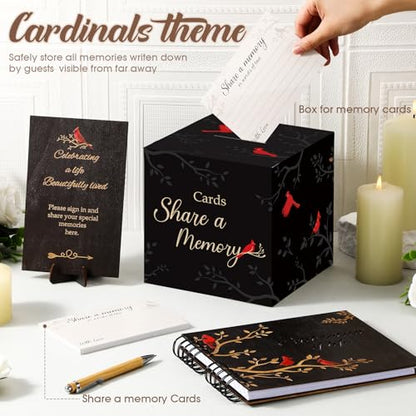 64 Pcs Funeral Guest Book Set for Memorial Service, Black, Cardinal - color: Black, style: Cardinal