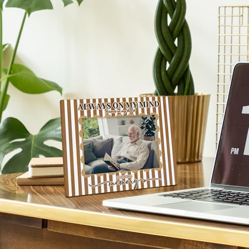 in Loving Memory Picture Frames, Memorial Picture Frame, Memorial Sympathy Bereavement Gifts for Loss of Loved Ones, Always on My Mind in Loving Memory Wood Photo Frame for 5x7 Photos