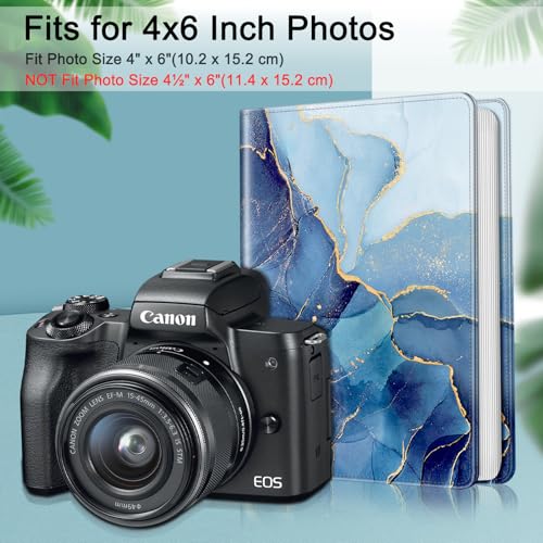 Fintie Photo Album 4x6 Photos - 112 Pockets Wallet Albums Memory Book | Vegan Leather Cover, 4X6 Picture Keepsakes, Family/Wedding/Travel Memory Book, Baby/Kids/Boys/Girls Gift, Ocean Marble - color: ocean marble