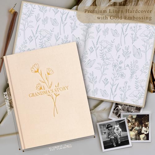 Lanpn Grandma Life Story Book Journal with 260+ Prompts, Linen Hardcover Grandmother Guided Journal Memory Keepsake Book to Fill Out, Birthday Mother's Day Christmas Gift for Grandmas, Beige - color: Beige